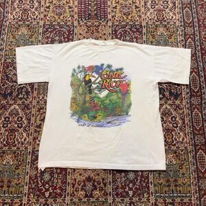 VTG 90s Costa Rica spell out parrot jungle animal nature destination tshirt‎ XL